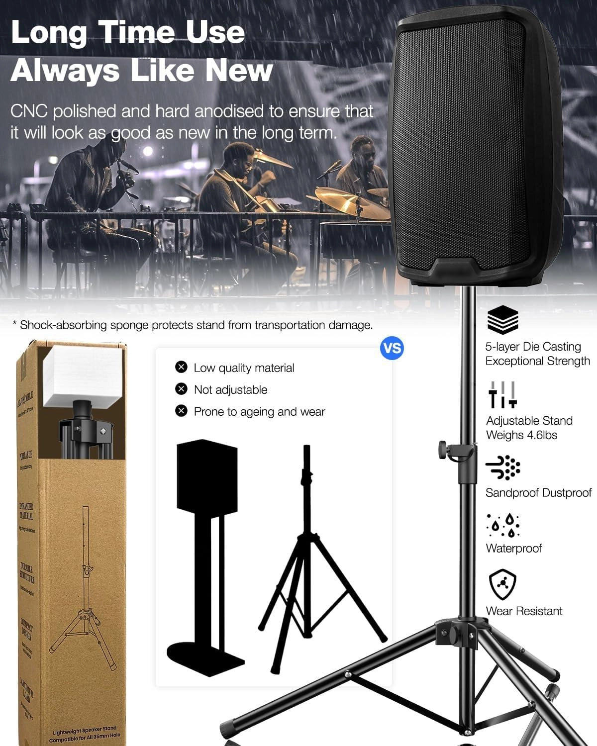 Ikarao Adjustable Speaker Stand - 4.1 to 6.6-Foot, Universal